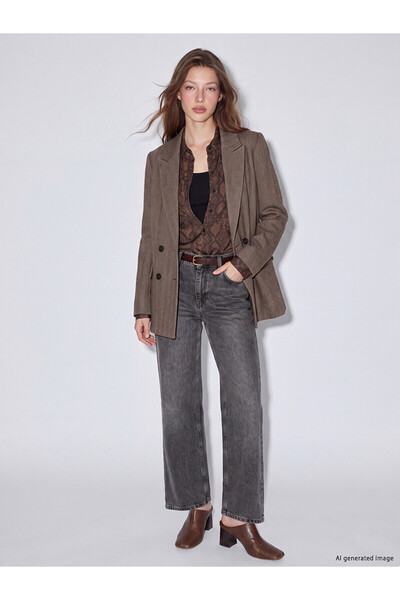 LC Waikiki Alita City Lcw Jeans with a Difference in Color Grey Denim Straigh...