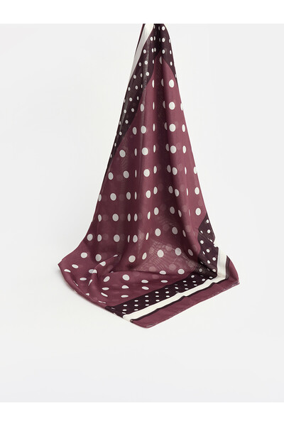 LC Waikiki Nevavm Lcw Modest Burgundy Voile Polka Dot Women's Shawl with a Di...