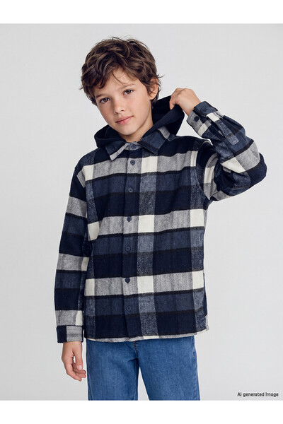 LC Waikiki Two Mt Shop Quality Lcw Kids Navy Blue Gabardine Plaid Loose & Bag...