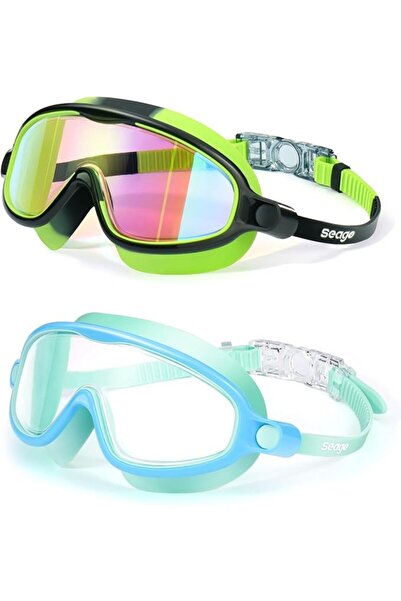 seago Swim Goggles 2 Pack Anti-Fog Anti-UV Wide View Swimming Goggles for Kid...