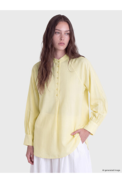 LC Waikiki Nevavm Farkıyla Lcw Modest Yellow Judge Collar Women's Shirt Tunic