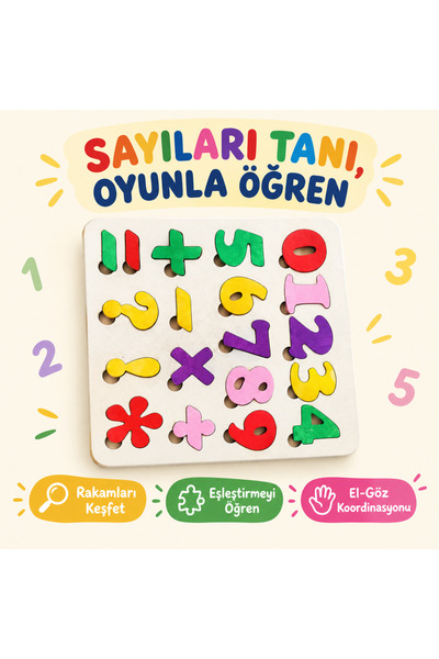 ahşap sayılar rakamlar eğitici çocuk bulmaca 24x24 cm seti eğlenceli oyun eğitici set