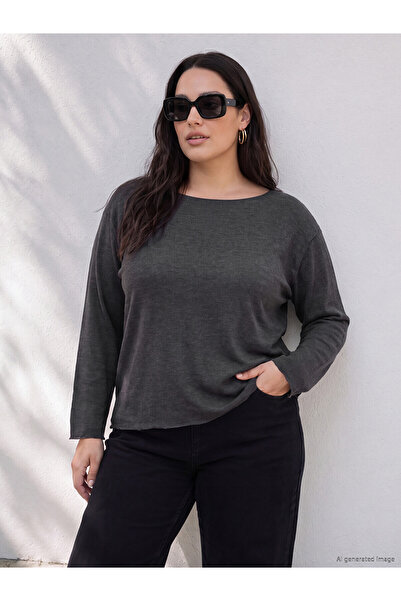 LC Waikiki Alita City Farkıyla Lcw Curve Anthracite Combed Cotton Plain Oval ...