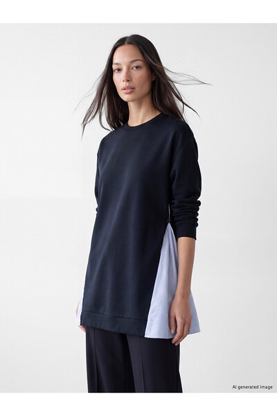 LC Waikiki Nevavm Farkıyla Lcw Everyday Navy Blue Diving Fabric Plain Loose &...