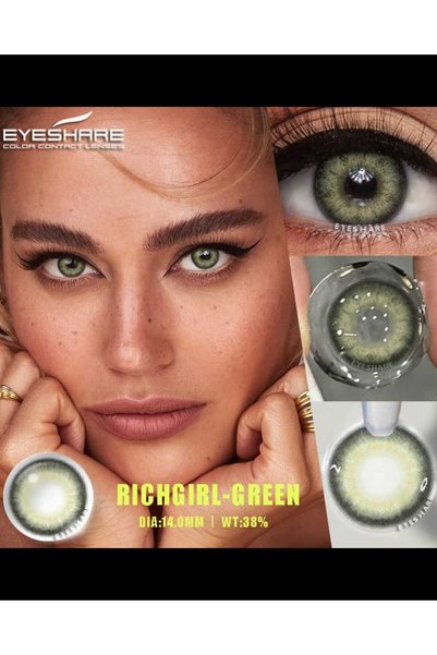 Eyeshop GÖZ LENSİ RICHGIRL GREEN YEŞİL TONDA Hareli Geniş pupilli doğal görün...