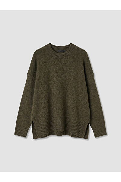 LC Waikiki Nevavm Lcw Vision Khaki Knitwear Plain Oval Neck Women's Sweater w...