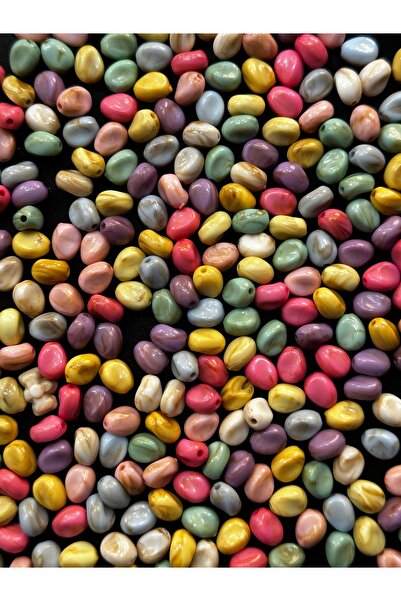 Bijumix Aksesuar 100 Adet 8,6 mm Karışık Pastel Renkli Doğal Taş Görünümlü Ak...