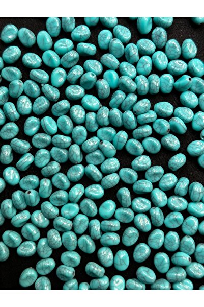 100 Adet 8,6 mm Turkuaz Doğal Taş Görünümlü Akrilik Plastik Boncuk – Takı ve Bileklik Yapımı