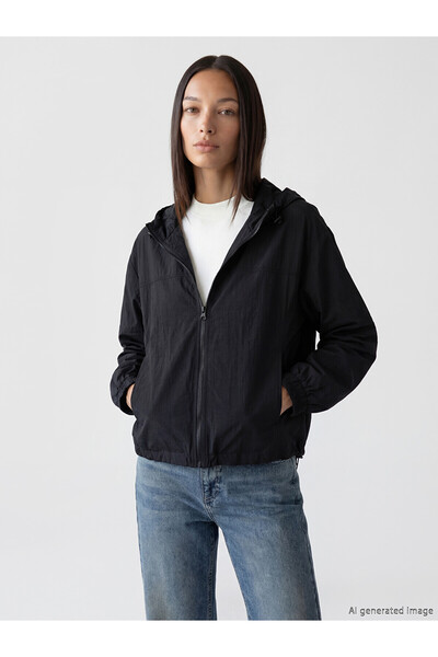 LC Waikiki Nevavm Farkıyla Lcwaikiki Classic Black Hooded Oversize Women's Ra...