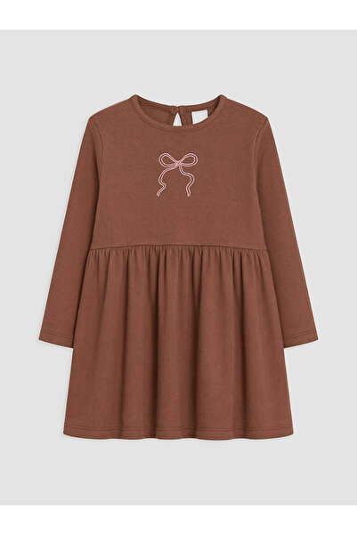 LC Waikiki Alita City Brown Embroidered Girl's Dress with a Difference