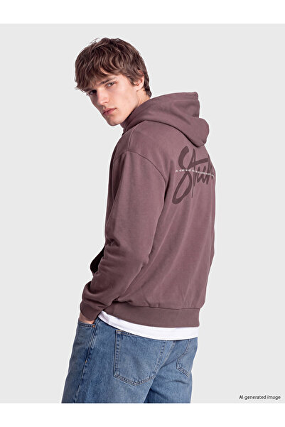 LC Waikiki Vizyon New Season Pink Embroidered Men's Hoodie