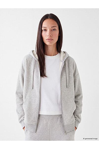 LC Waikiki Alita City Gray with a Difference 3 Threaded Plain Oversize Women'...