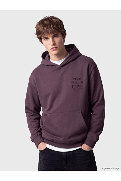 LC Waikiki Özmarka New Season Purple Printed Men's Thick Hoodie
