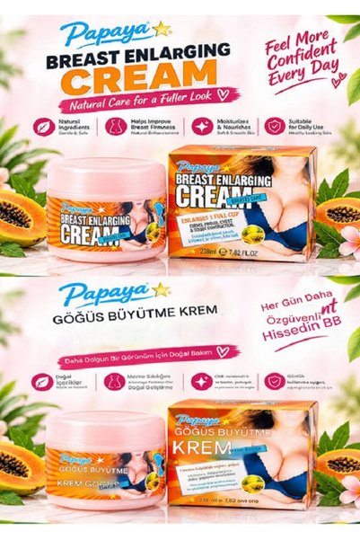 PAPAYA Breast Enlarging Cream (Papaya Krem) Göğüs Kaldırıcı & Dolgunlaştırıcı...