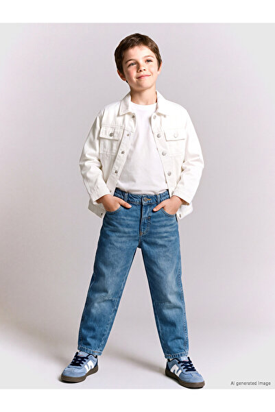 LC Waikiki Two Mt Shop Quality Lcw Kids Indigo Denim Straight Baggy Fit Elast...