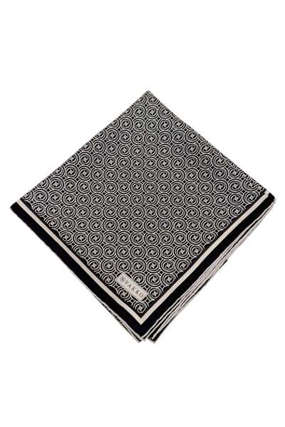 Vakko Twill İpek Eşarp - Helezon Monogram - Siyah Krem