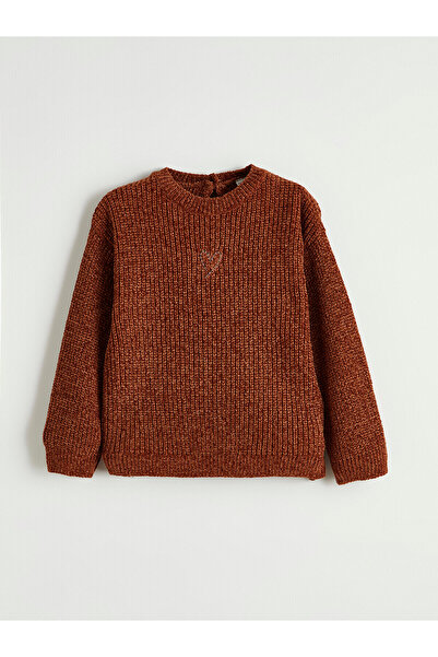 LC Waikiki Two Mt Shop Quality Lcw Kids Brown Heart Embroidered Girls' Knitwe...
