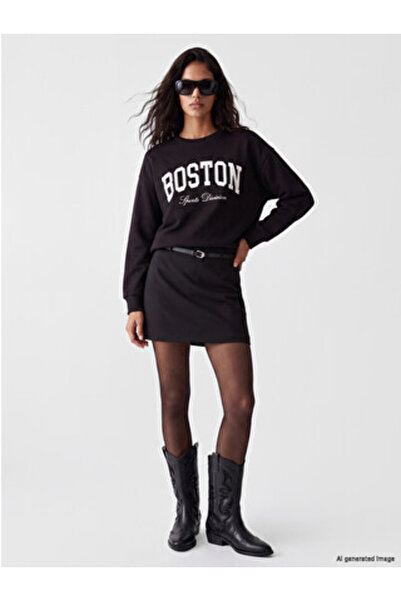 LC Waikiki Black Belted A-Line Mini Skirt