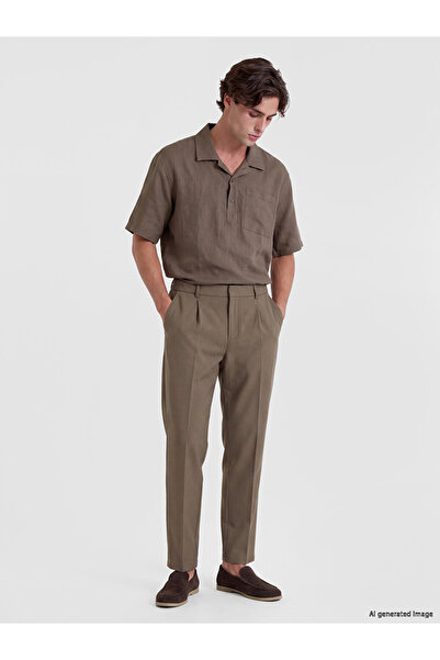 LC Waikiki Peak New Season Brown Regular Fit Men's Pleated Trousers
