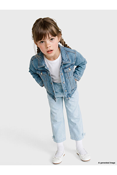 LC Waikiki Two Mt Shop Quality Lcw Kids Blue Bow Wideleg Girls' Jean Pants