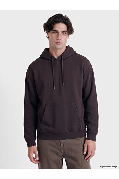 LC Waikiki Özmarka New Season Plum Men's Thick Hoodie
