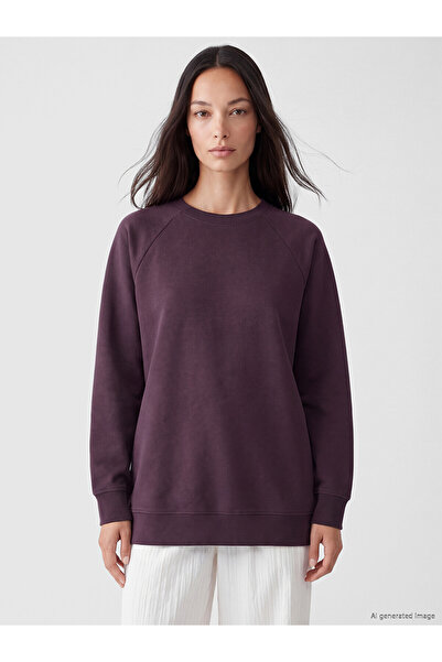 LC Waikiki Alita City Farkıyla Mürdüm Soft Touch Oversize Women's Sweatshirt