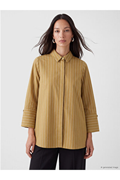 LC Waikiki Green Striped Women's Shirt Tunic