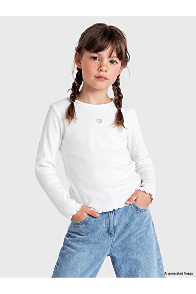 LC Waikiki Two Mt Shop Quality Lcw Kids White Embroidered Tight & Slim Long S...