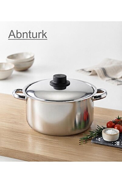 abnturk Paslanmaz Çelik Derin Tencere Şık Ve Modern Tasarımlı Ergonomik Tutma...