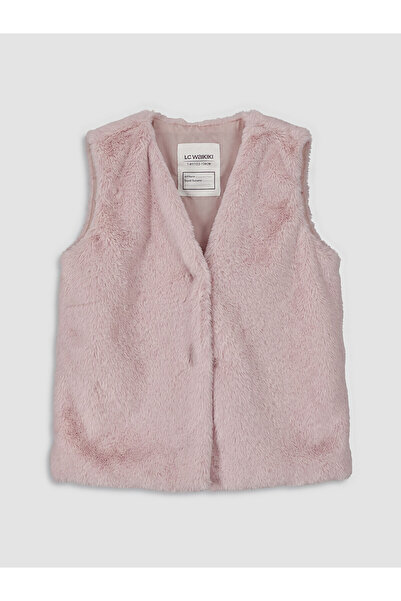 LC Waikiki Two Mt Shop Quality Pink V-Neck Girls' Plush Vest