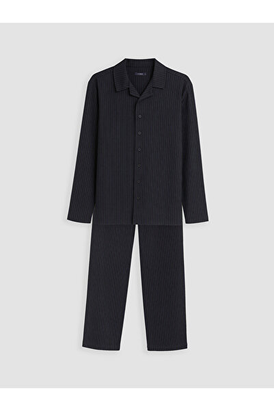 LC Waikiki Vizyon New Season Black Regular Fit Men's Pajama Set