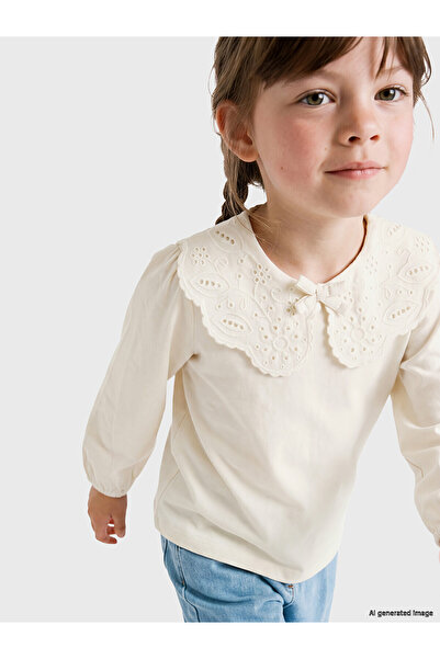 LC Waikiki Two Mt Shop Quality Lcw Kids Ecru Combed Cotton Embroidered Standa...