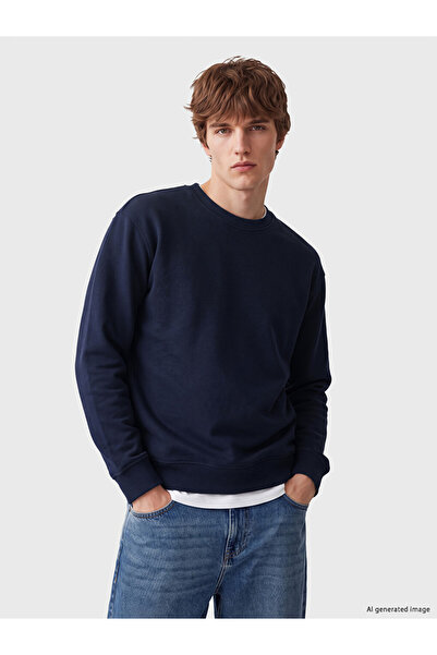 LC Waikiki Vizyon New Season Navy Blue Crew Neck Men's Sweatshirt