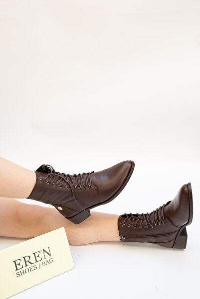Mammamia 7015 EREN SHOES&BAG Hakiki Deri Bağcık Detaylı Fermuarlı Günlük Raha...