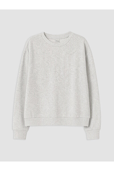 LC Waikiki Alita City Lcw Kids Gray Oval-Necked Girls' Sweatshirt with a Diff...