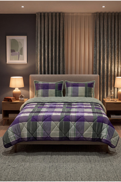 Merinos Comforter Çift Kişilik Yorgan Seti Mor