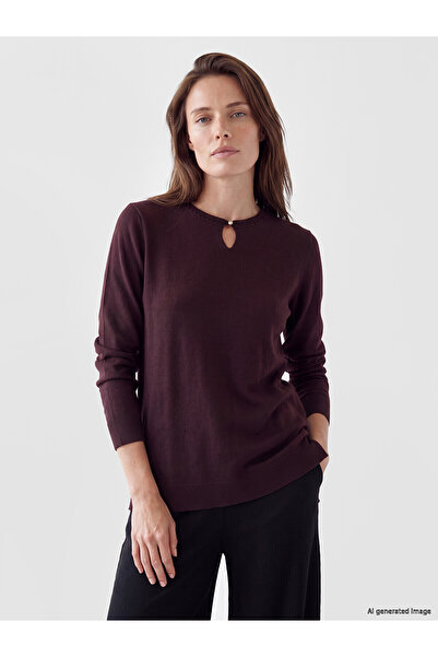 LC Waikiki Nevavm Lcw Grace Plum Oval Collar Women's Knitwear Sweater with Di...