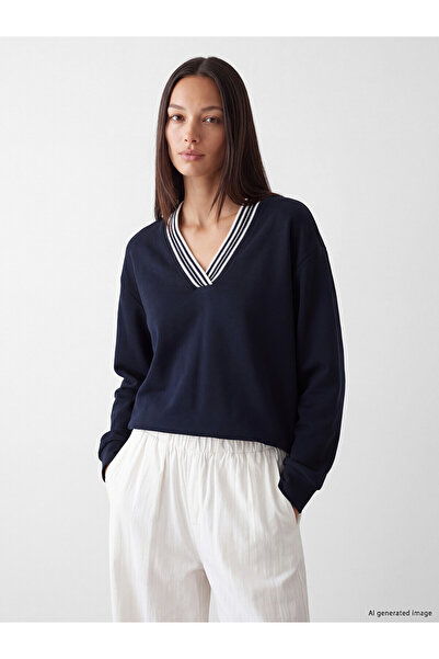 LC Waikiki Alita City Farkıyla Lcw Everyday Navy Blue Soft Touch Oversize Wom...