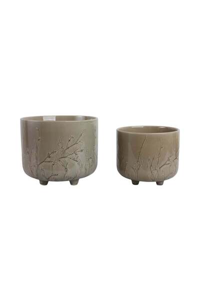 Sagebrook Home S/2 9/11" Flower Branches Planters, Cream