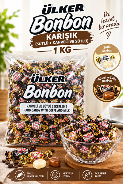 Ülker Sütlü ve Kahveli / Sütlü Bonbon Şekerleme Karışık 1 Kg. Paket
