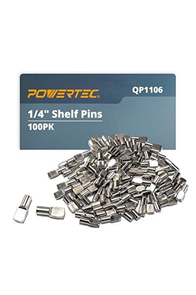 POWERTEC QP1106 1/4 Inch Shelf Pegs 100 pcs, Spoon Shaped Shelf Pins Support ...