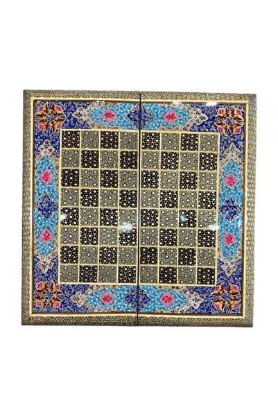 Ebrişim İran’ın El İşlemesi Hatem ve Minyatür Tavla ve Satranç - 40x40 CM
