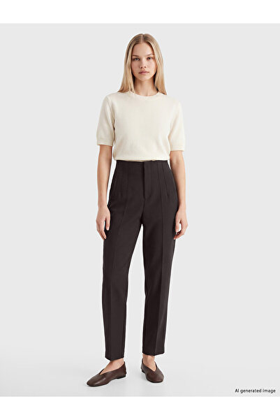 LC Waikiki Peak New Season Brown High Waist Slim Fit Women's Trousers