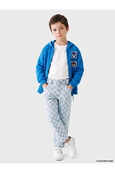 LC Waikiki Two Mt Shop Quality Lcw Kids Indigo Denim Patterned Baggy Fit Elas...