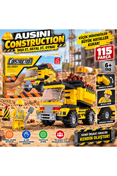 TRUST STORE Construction Vehicle Building Set 115 Pieces Engineer Themed Engi...