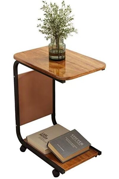 GENERAL C-Shaped Side End Tables with Brake Casters, Mobile Laptop Desk Coffe...