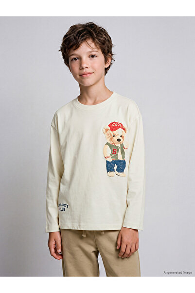 LC Waikiki Two Mt Shop Quality Lcw Kids Beige Combed Cotton Printed Loose & B...