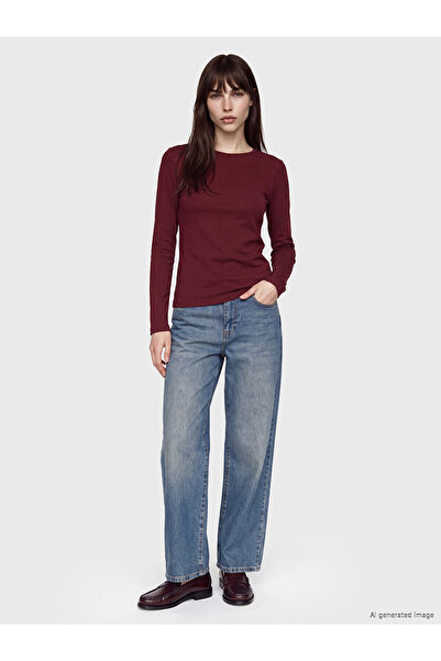 LC Waikiki Nevavm Farkıyla Lcw Everyday Burgundy Ribbed Plain Narrow & Slim L...