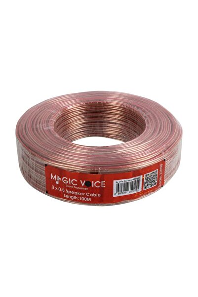 Magicvoice 2x0.50 Şeffaf Kırmızı Çizgili 100 Metre Hoparlör Kablosu