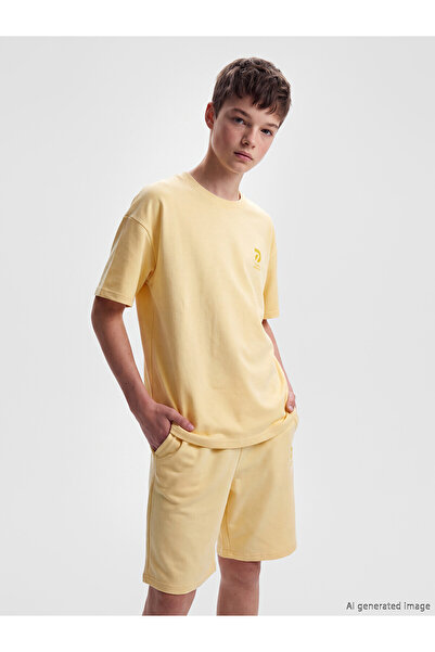 LC Waikiki Two Mt Shop Quality Lcw Kids Yellow Oval Collar Printed Boys' T-Shirt